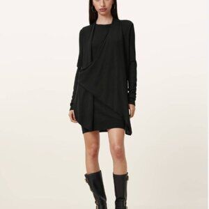 AllSaints Drina V-Neck Knitted Mini Dress – Size 2 – Black